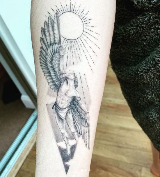 A Complex Graphic Icarus Tattoo