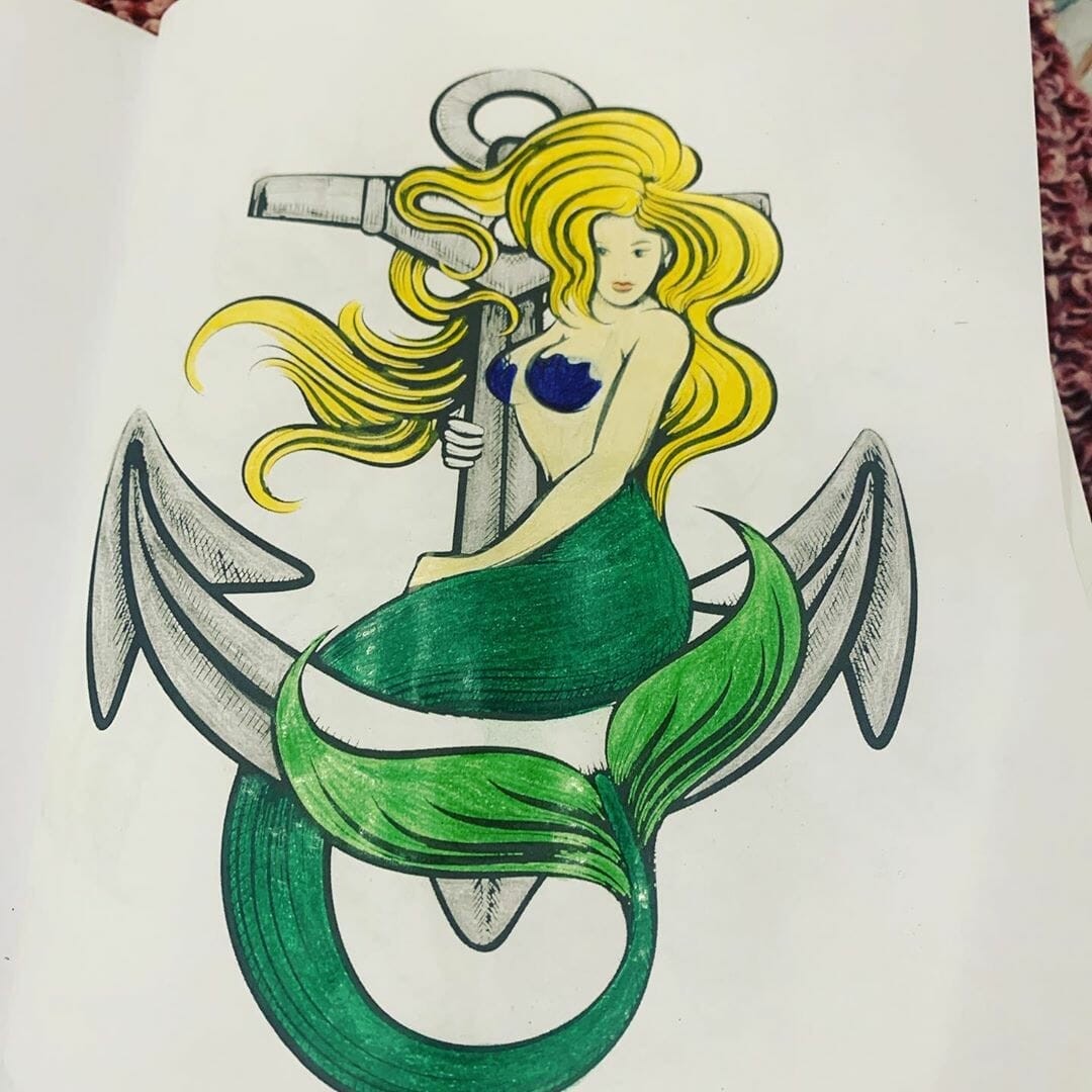 Anchor Mermaid Tattoo