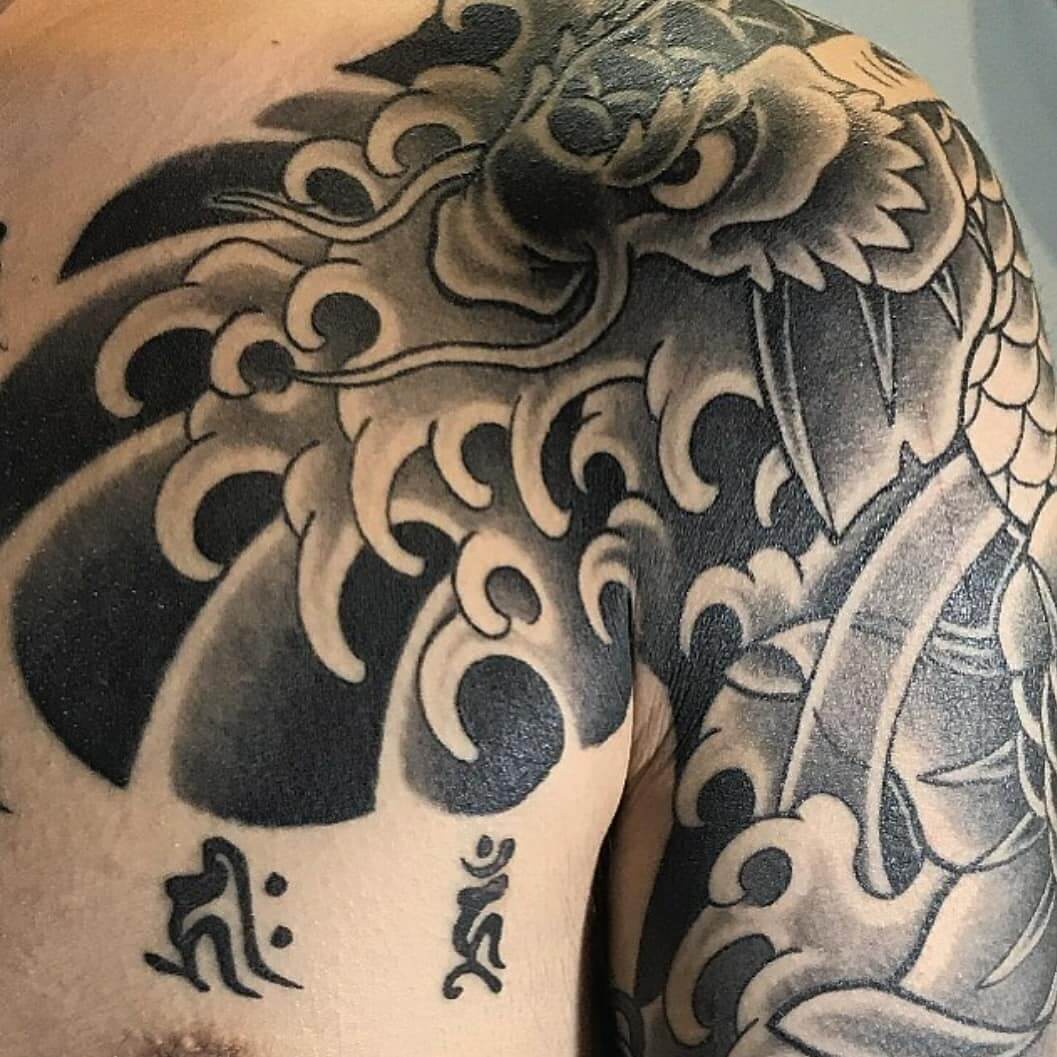 Traditional Wave Style Japanese Hikae Tattoo