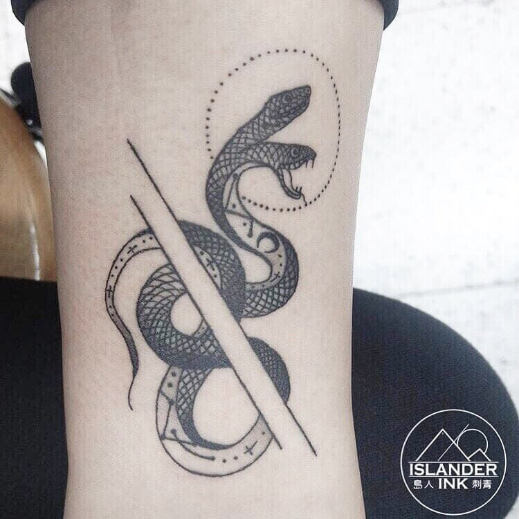 Chinese Double Headed Snake Tattoo