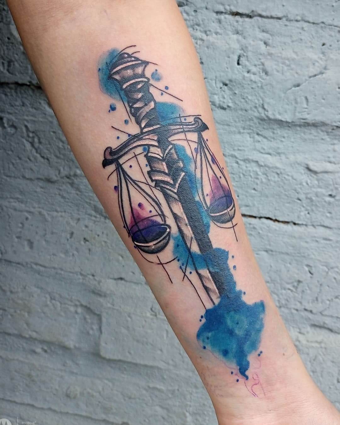 Colourful Libra Sign Tattoo Design