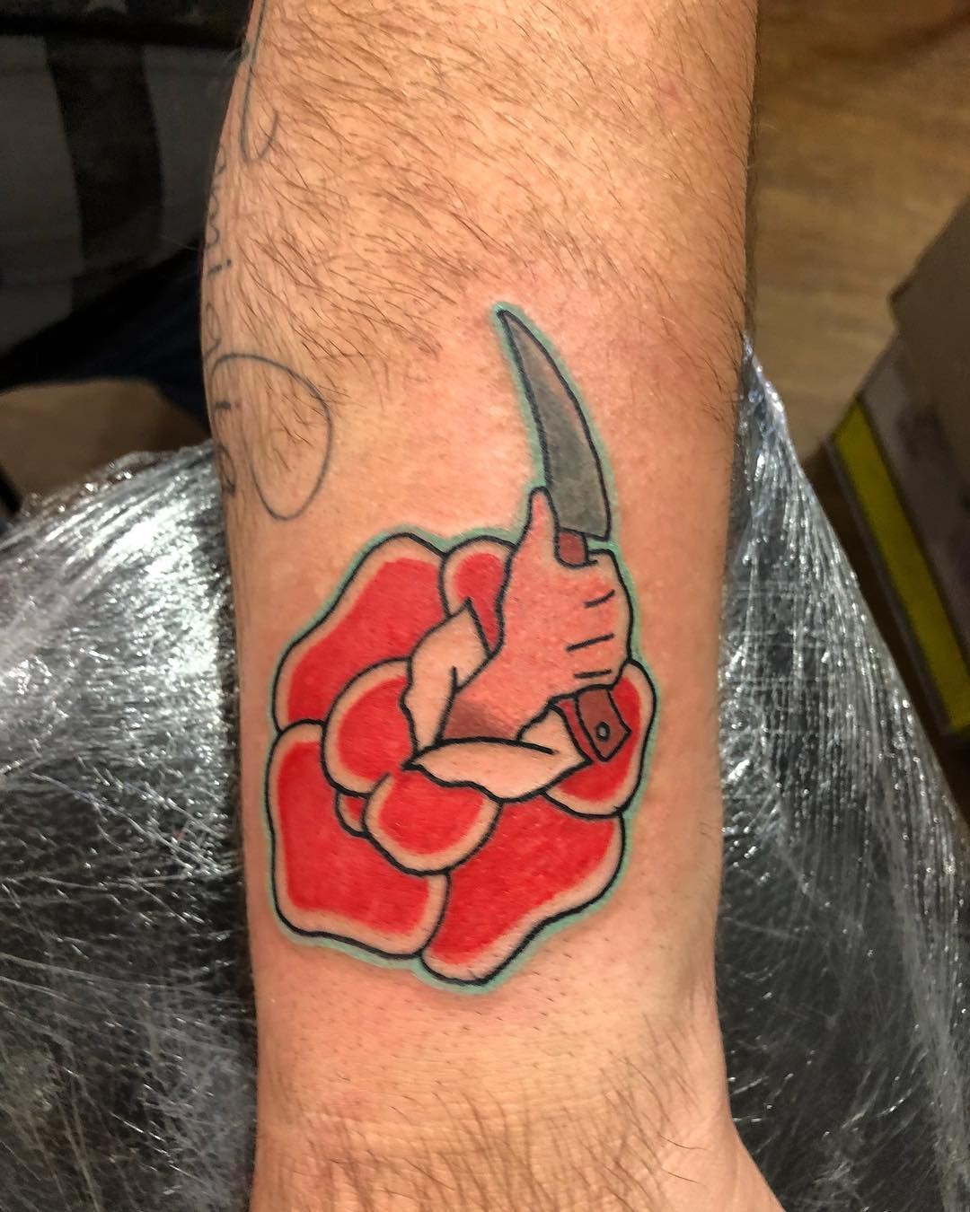 Traditional Knife Through Rose Tattoo