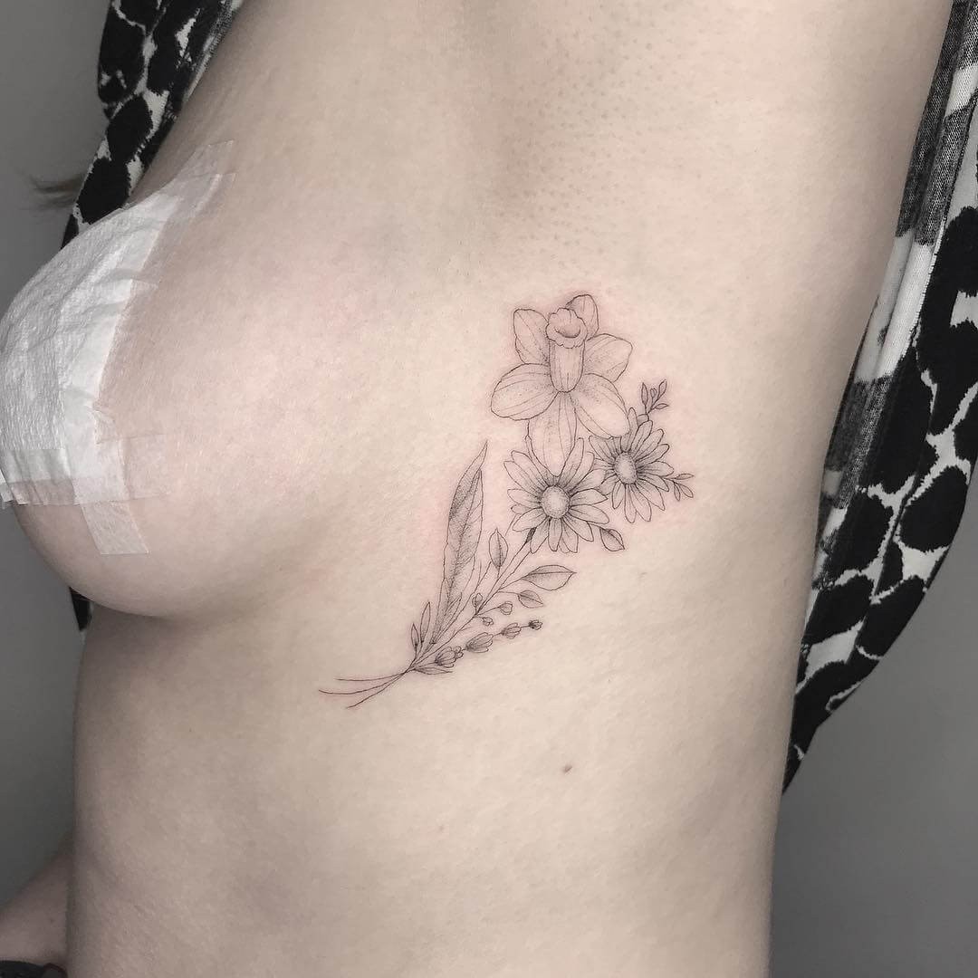 Floral Side Boob Tattoo