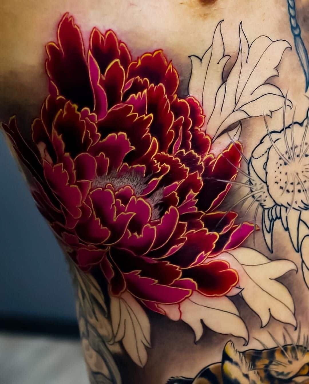 Japanese Flower Tattoo On Body