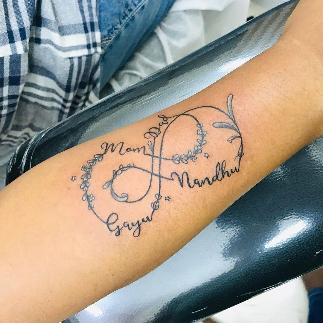 Double Infinity Tattoo With Names