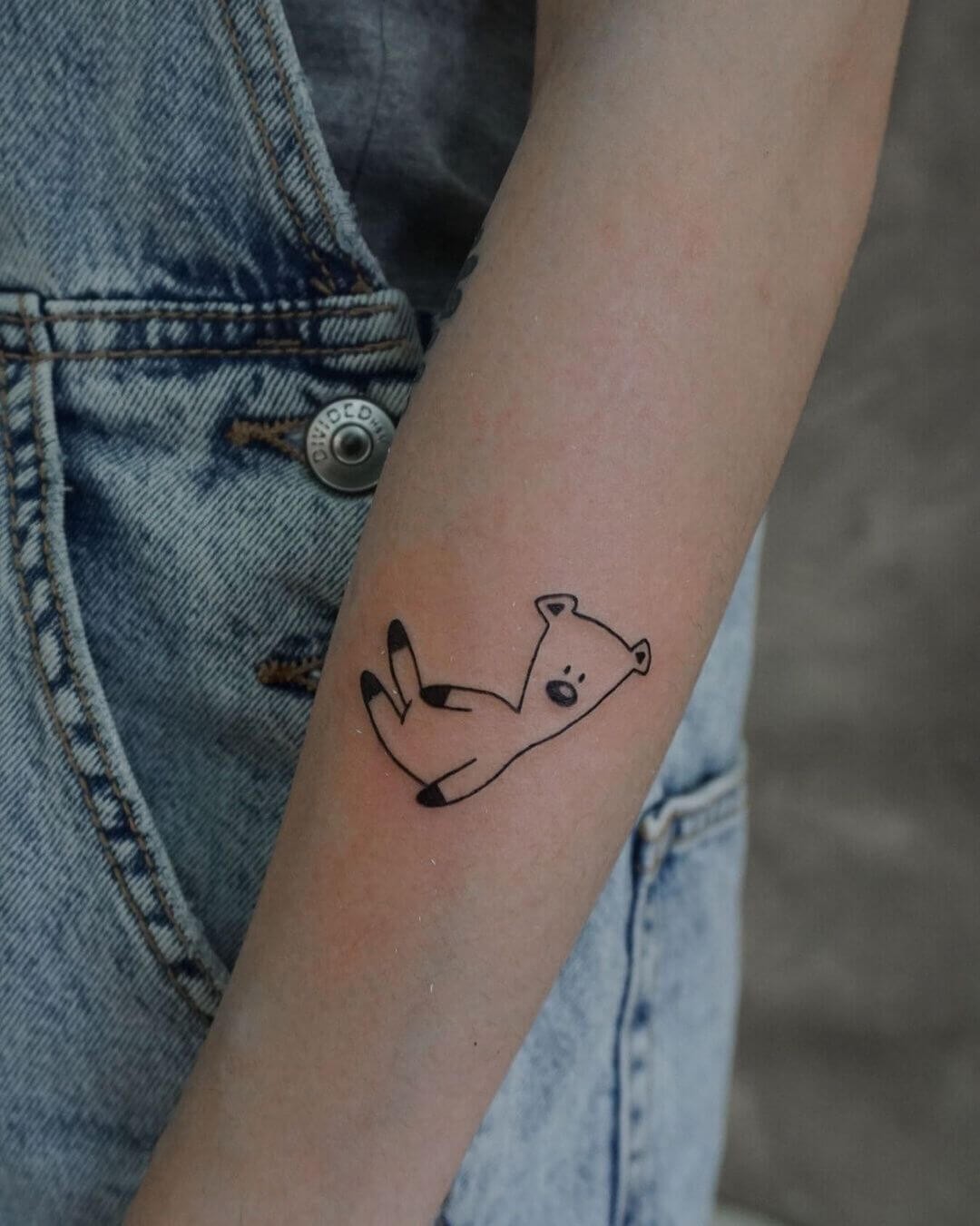 Mr. Bean Minimalist Teddy Bear Tattoo