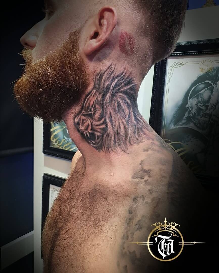 Neck King Lion Tattoo