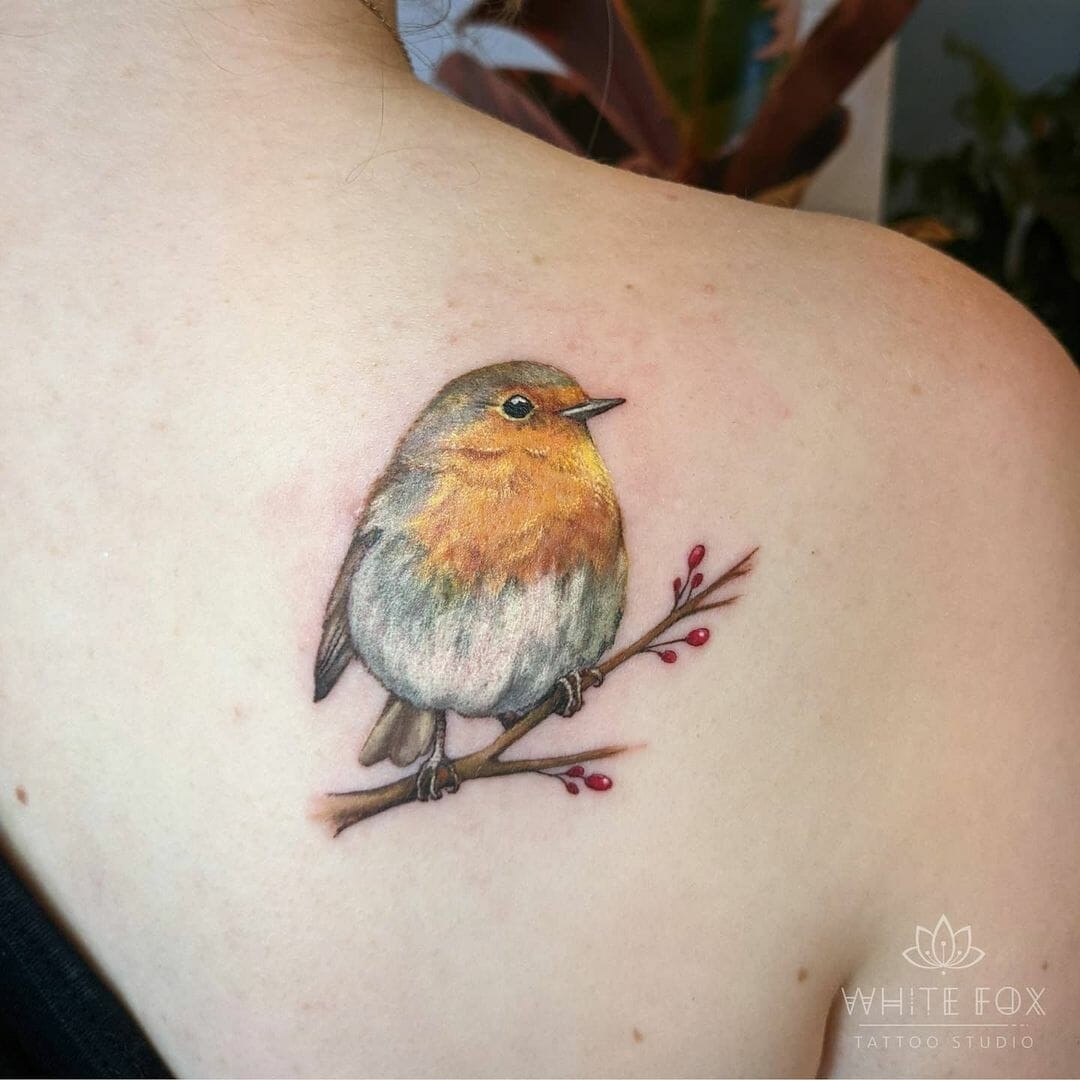 Vibrantly Colourful Robin Tattoo Designs