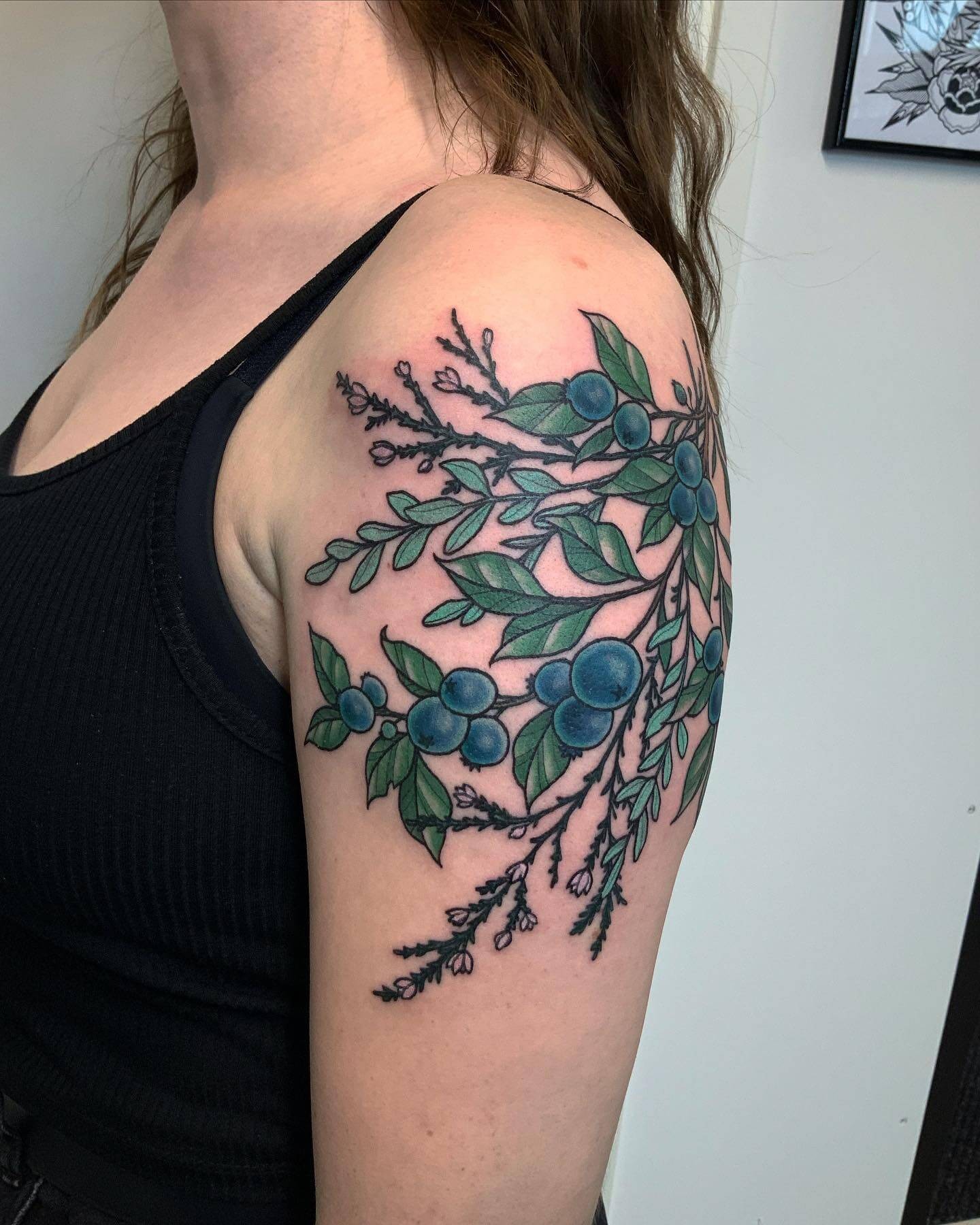 Blueberry Bush Tattoo Design