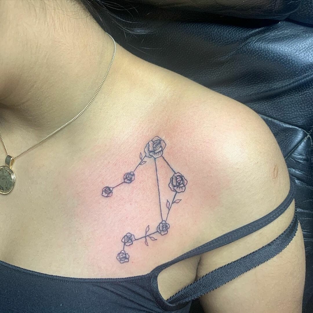 Rose Libra Tattoo With Constellation