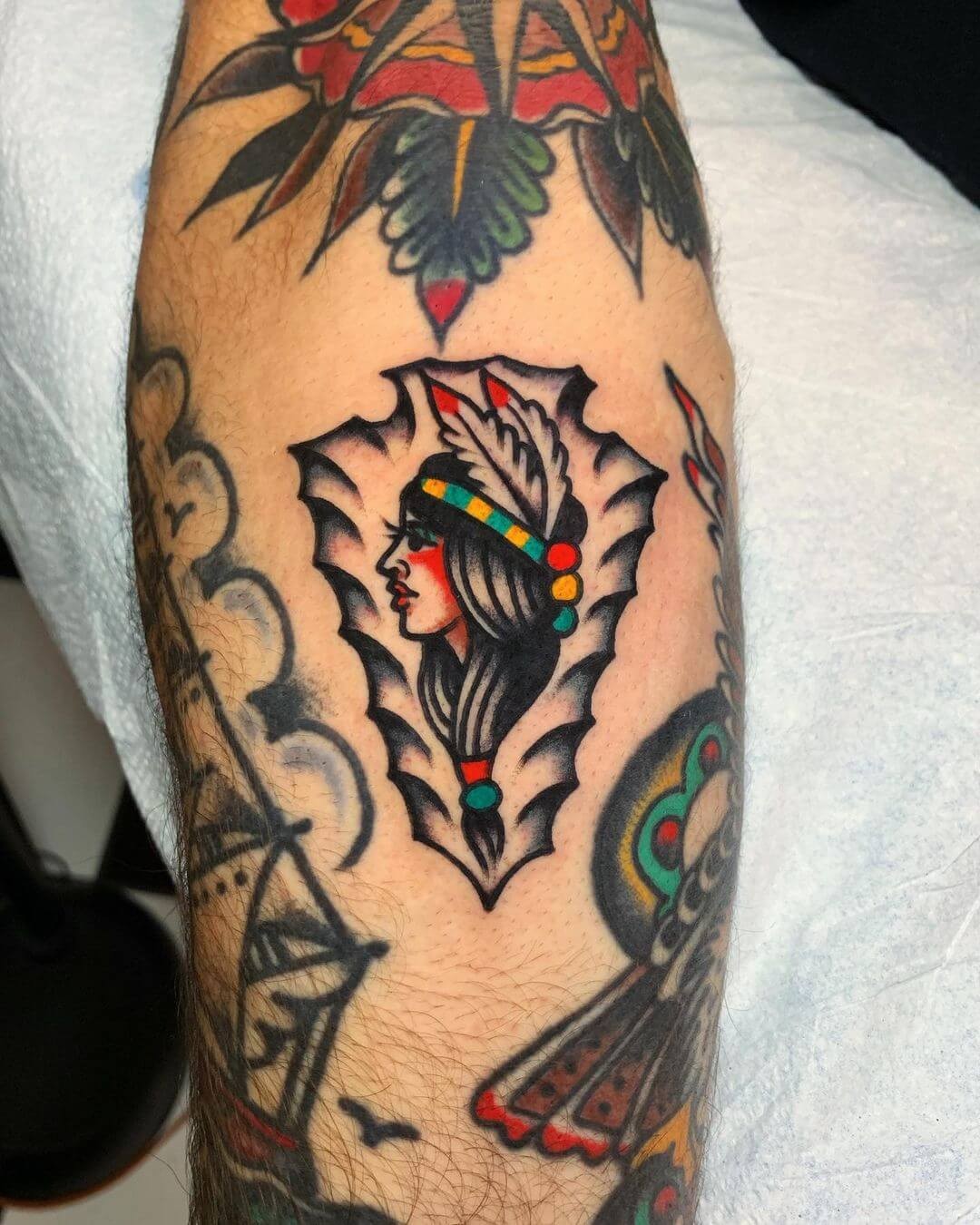 Traditional and Tribal Arrowhead Tattoo