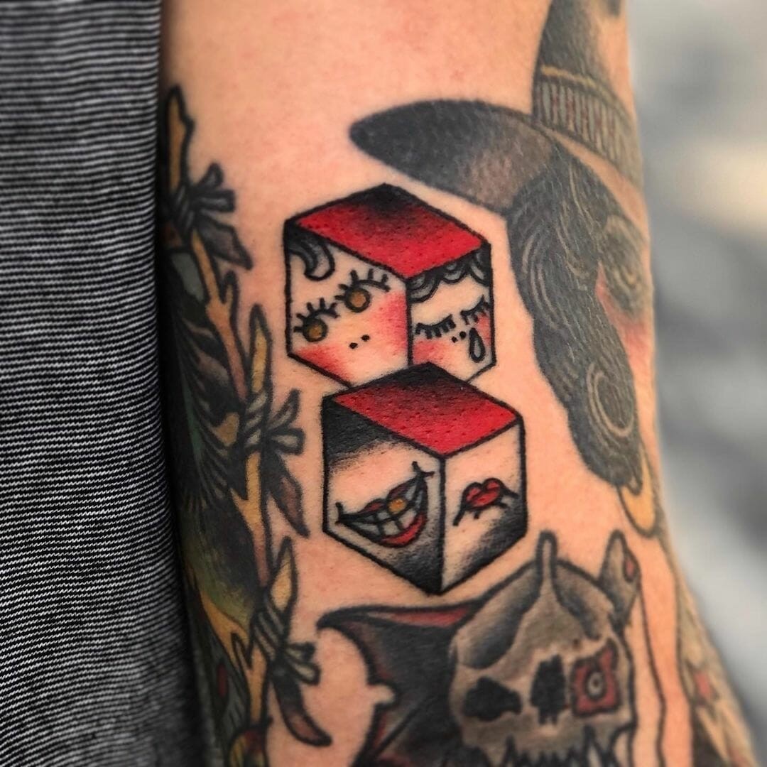 Traditional Feminine Dice Tattoo Icon