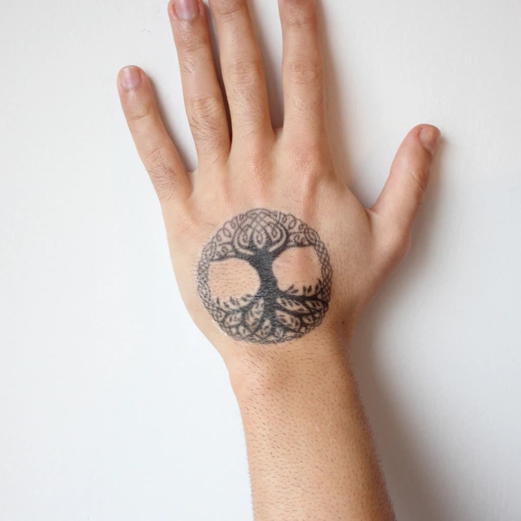 Yggdrasil Tattoo Tree Of Life Over Palm