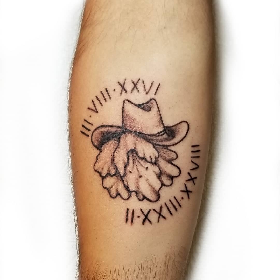 Cowboy Gladiolus Flower Tattoo and Date