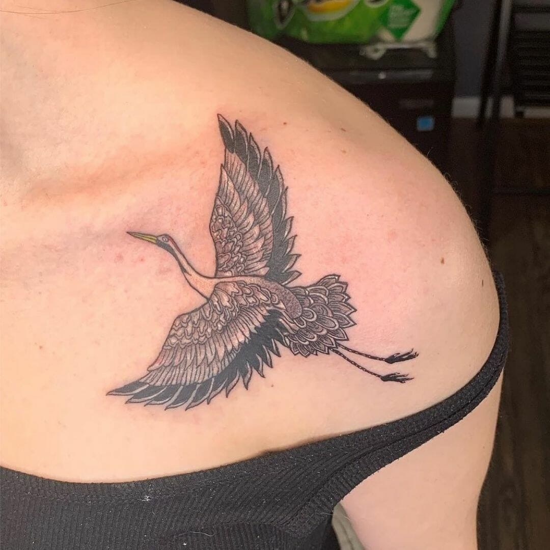 Collarbone Crane Tattoo