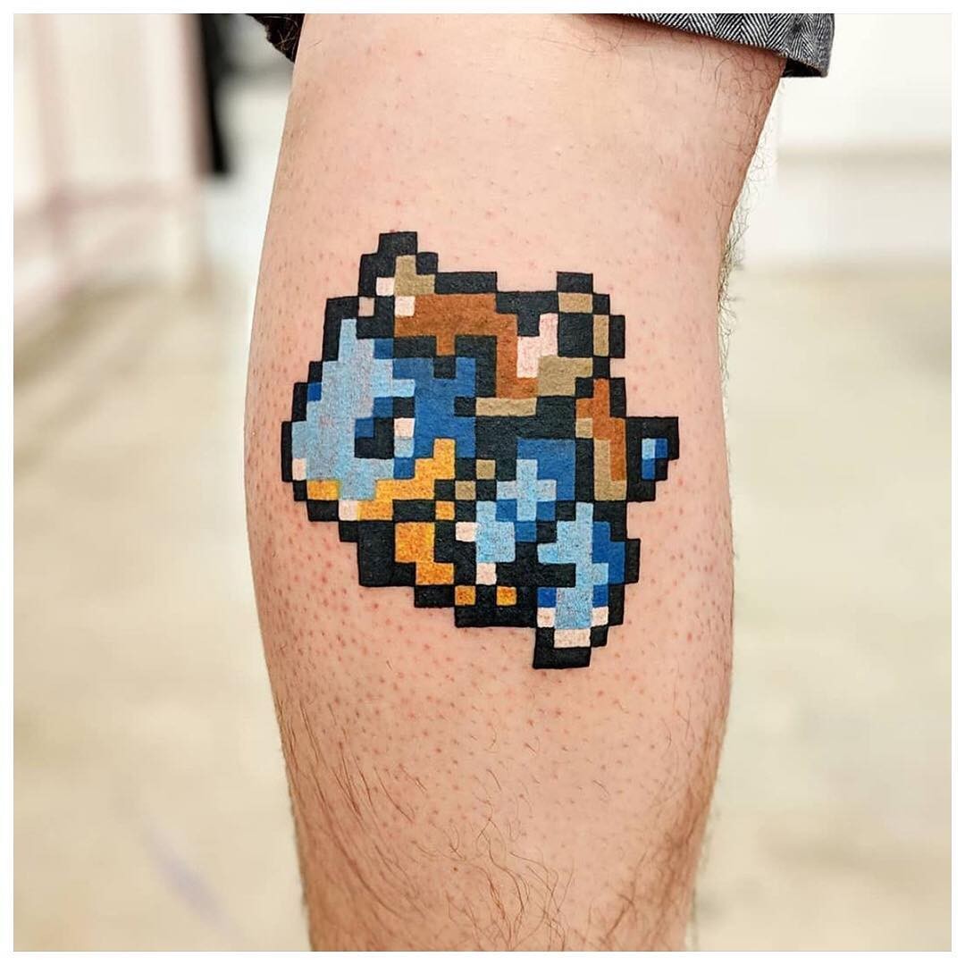 Pixelated Blastoise Tattoo