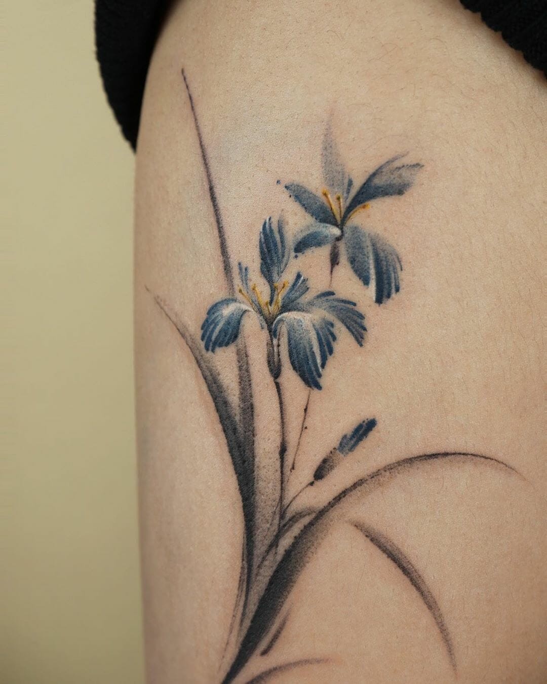 Indigo Blue Strokes iris Tattoo