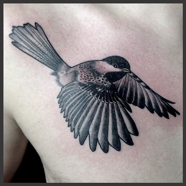 Open Wings Chickadee Tattoo