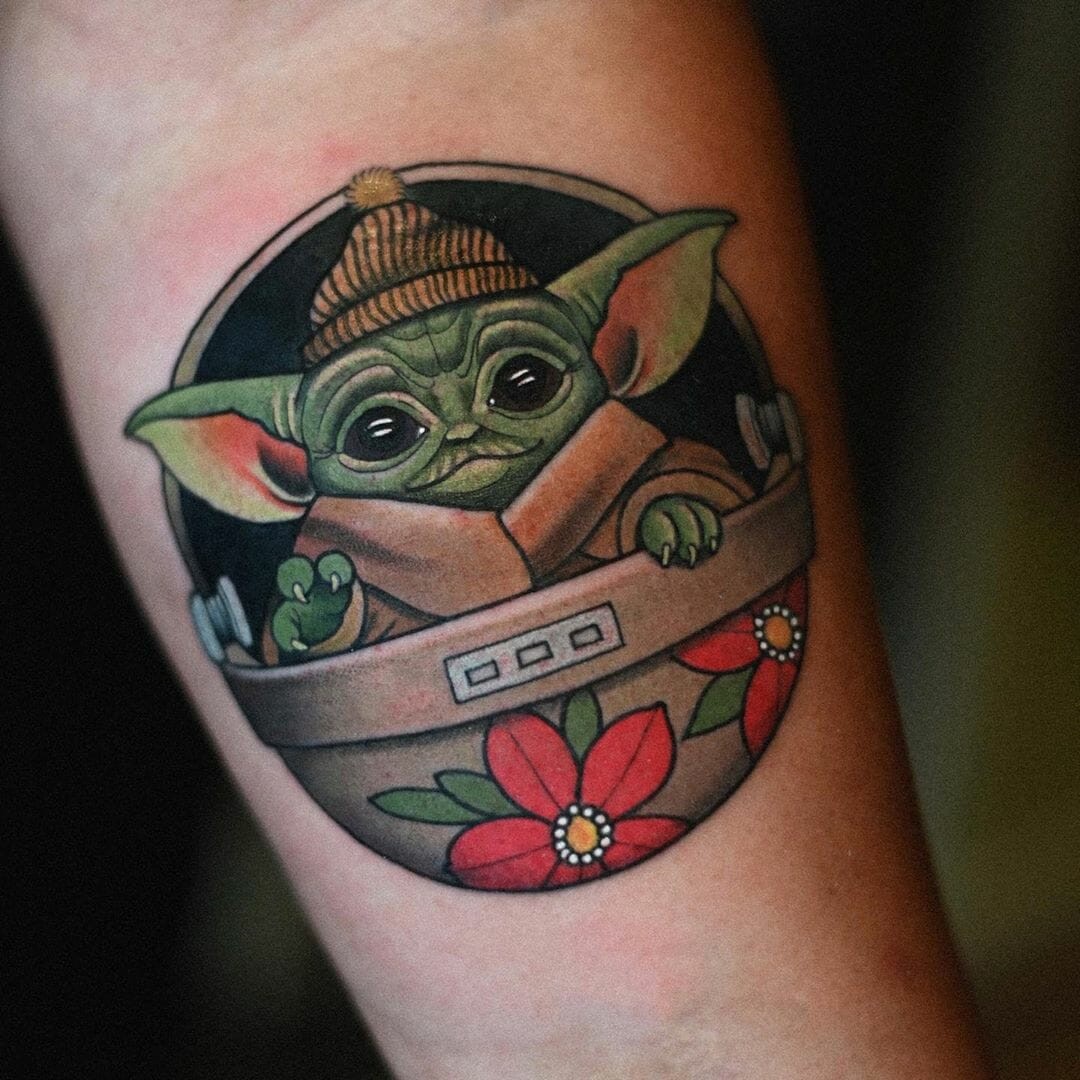 Arm Baby Yoda Tattoo