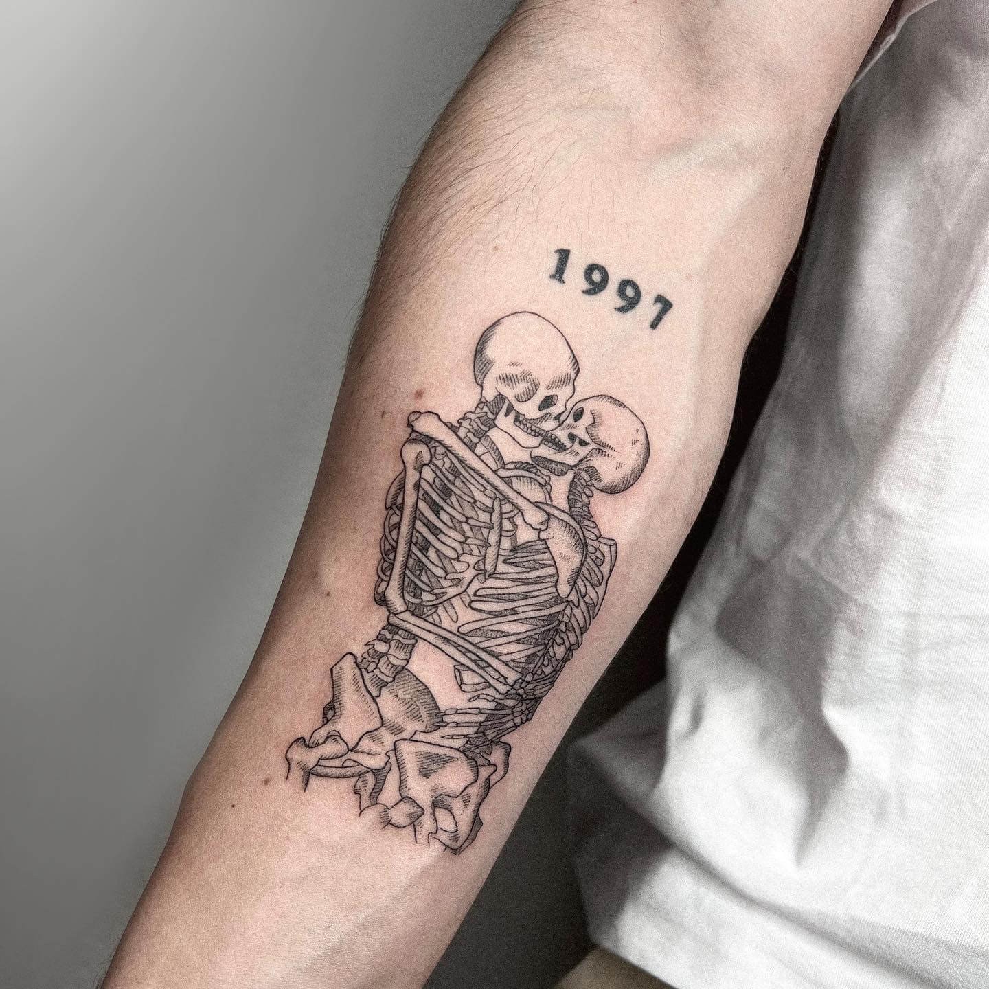 Couple Number Skeleton Tattoo