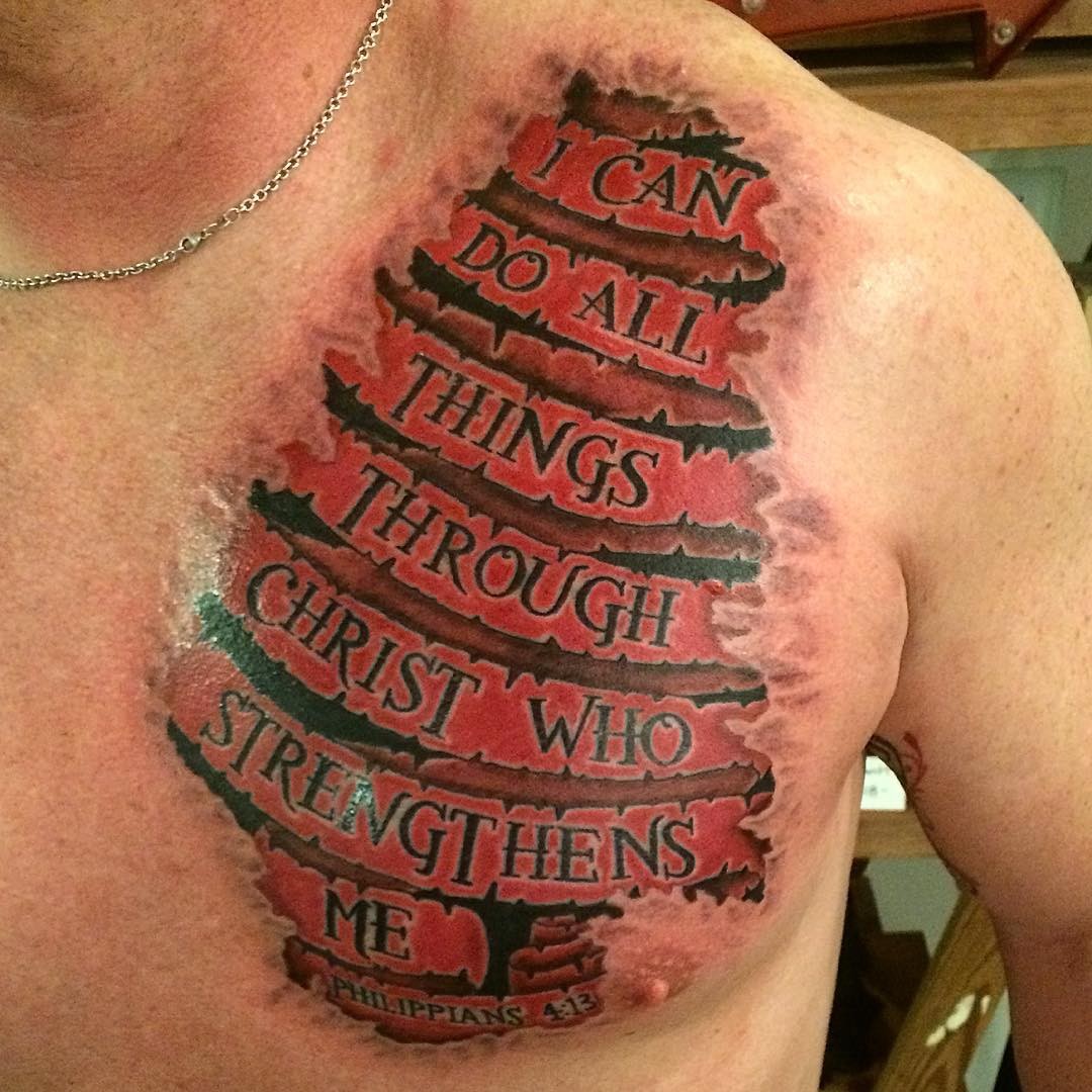 Skin Ripping Philippians 4 13 Tattoo