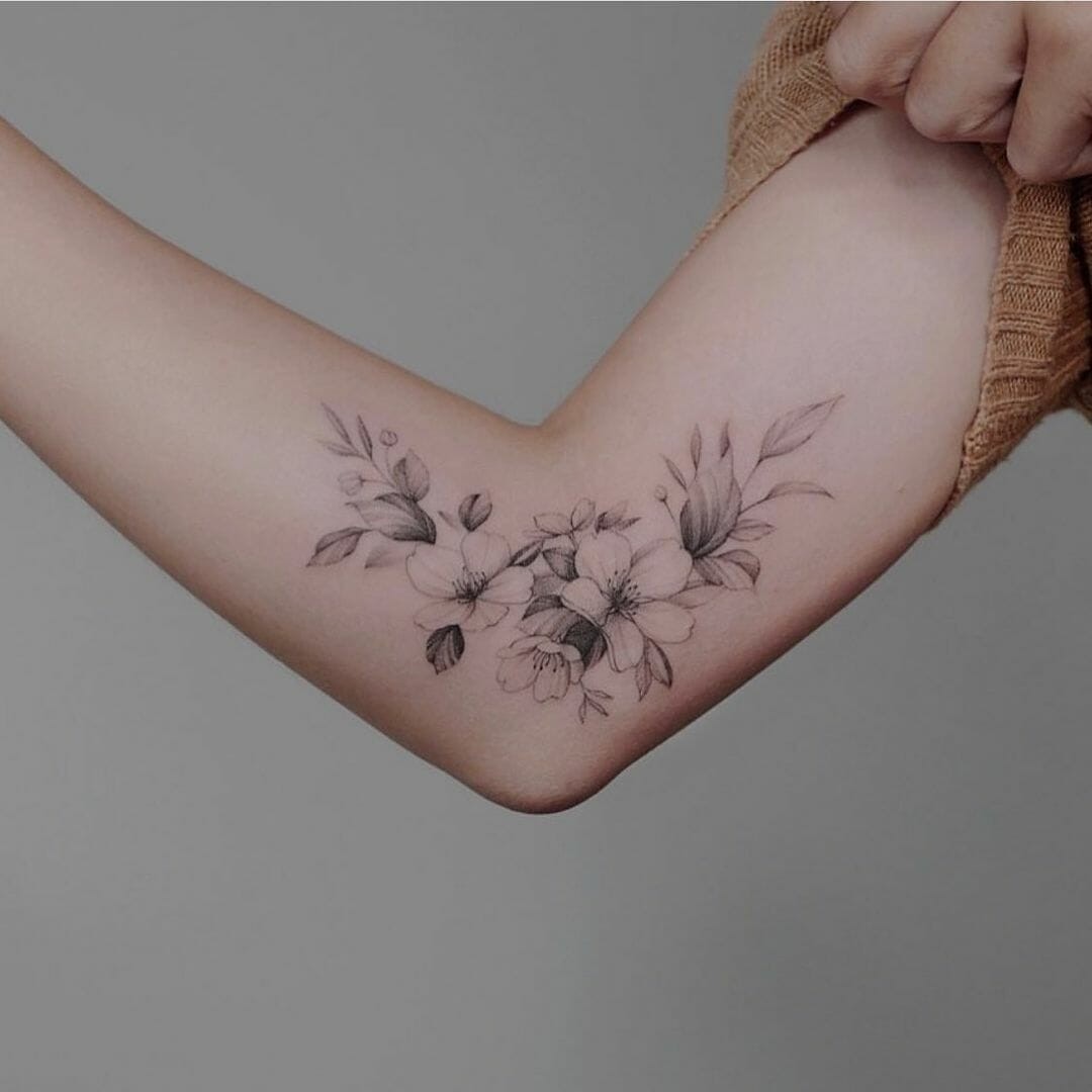 Botanical Inner Elbow Tattoo