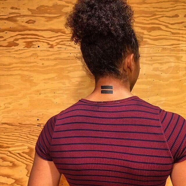 Back Neck Equal Sign Tattoo Design