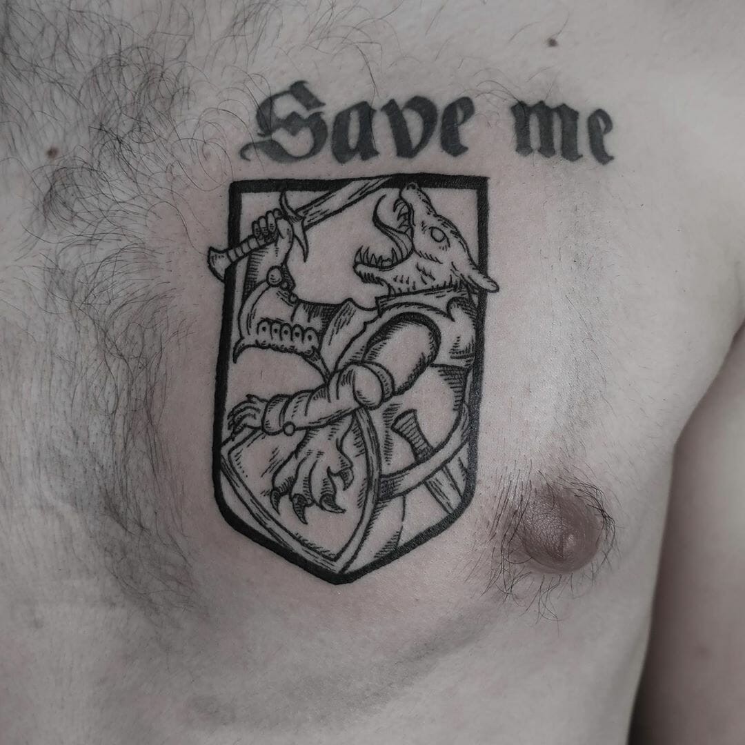 Save Me Medieval Werewolf Tattoo