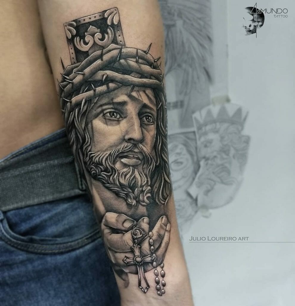 Jesus Cross Tattoo Design On Arm