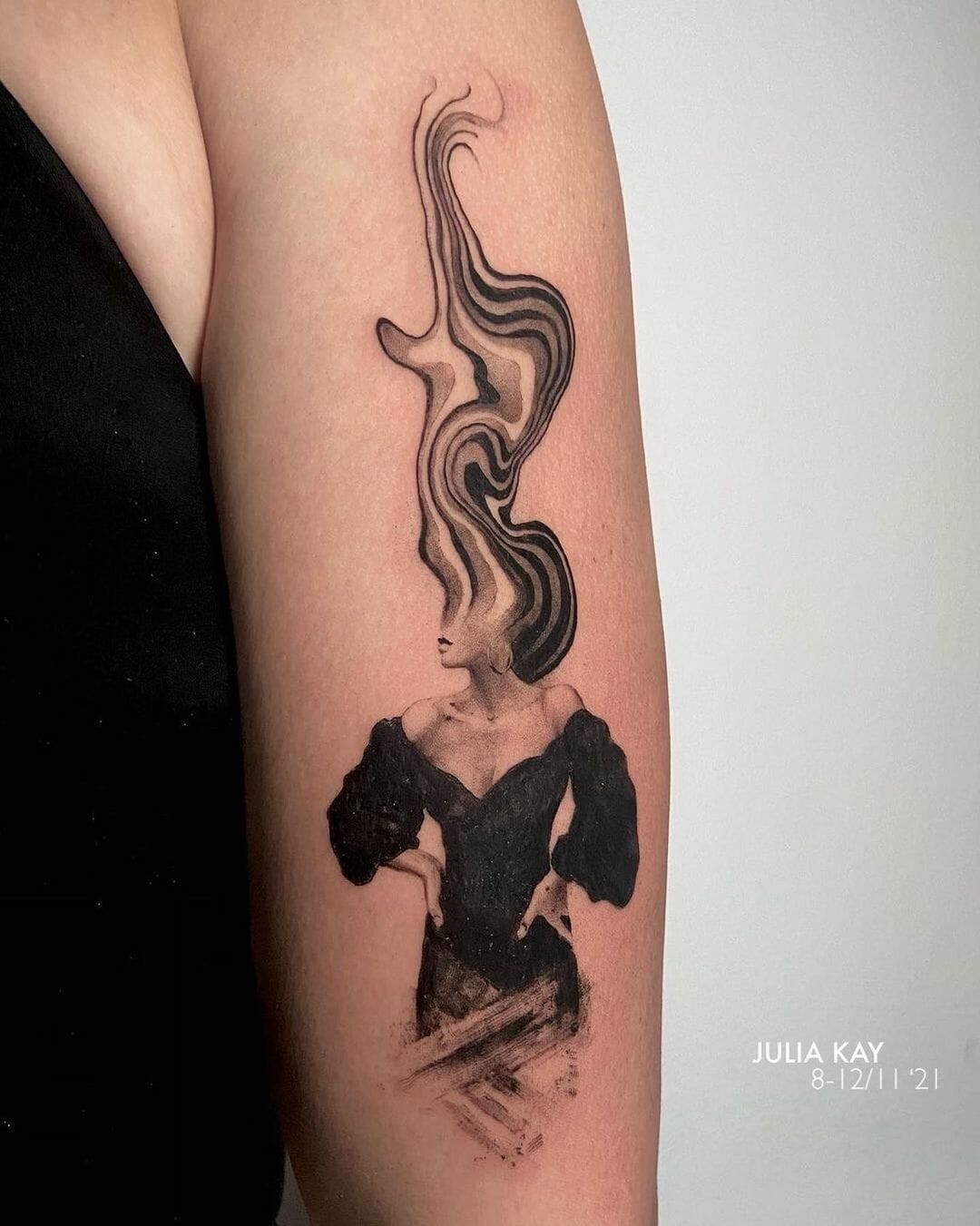 Dark Abstract Women Face Tattoo