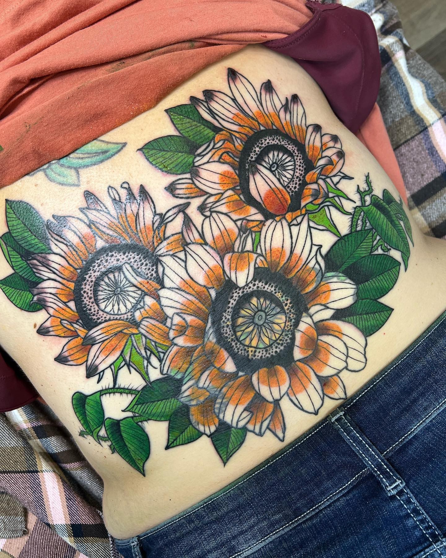 Flowers Lower Back Tattoo