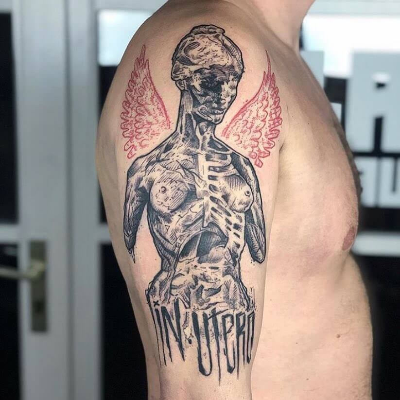 Gory In Utero Body Trunk Bicep Tattoo