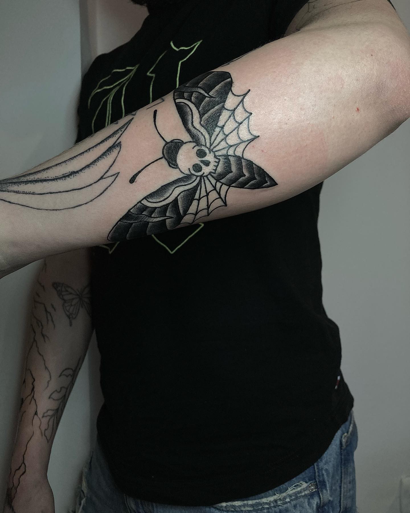 Black Butterfly With Skull Tattoo