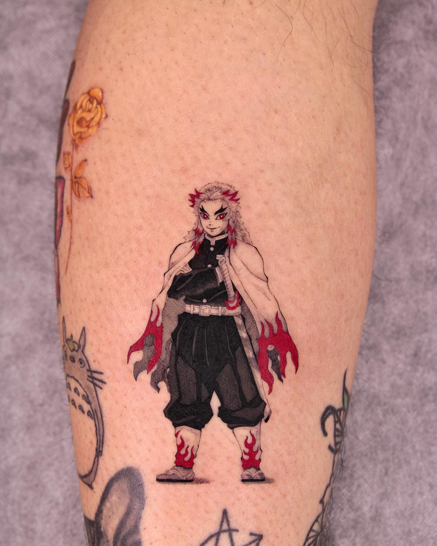 Bold Rengoku Demon Slayer Tattoo