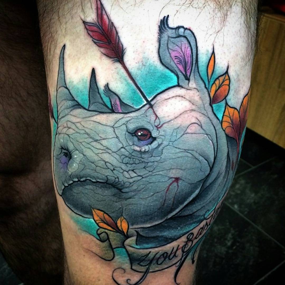 The Close-Up Rhino Tattoo