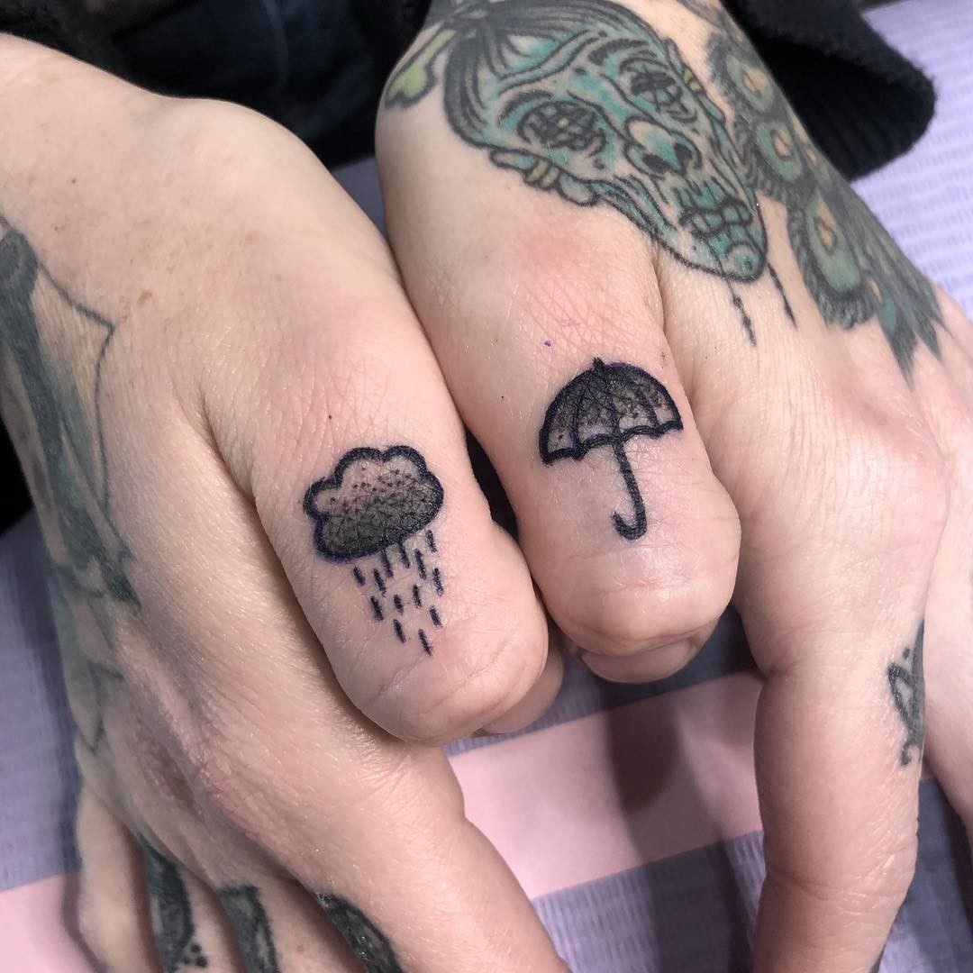 Rain And Umbrella Tattoo