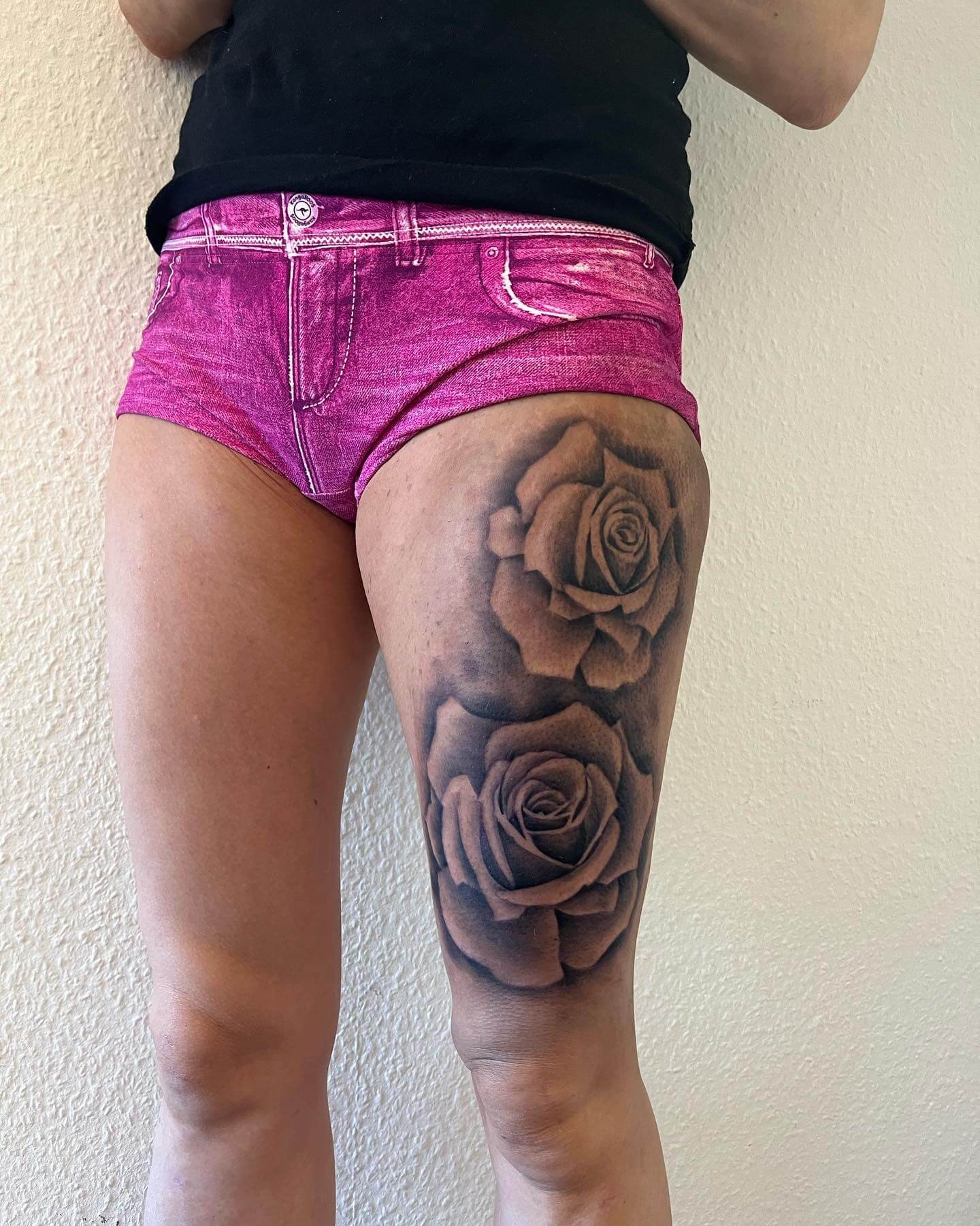 Beautiful Large Black And White New Rose Tattoo