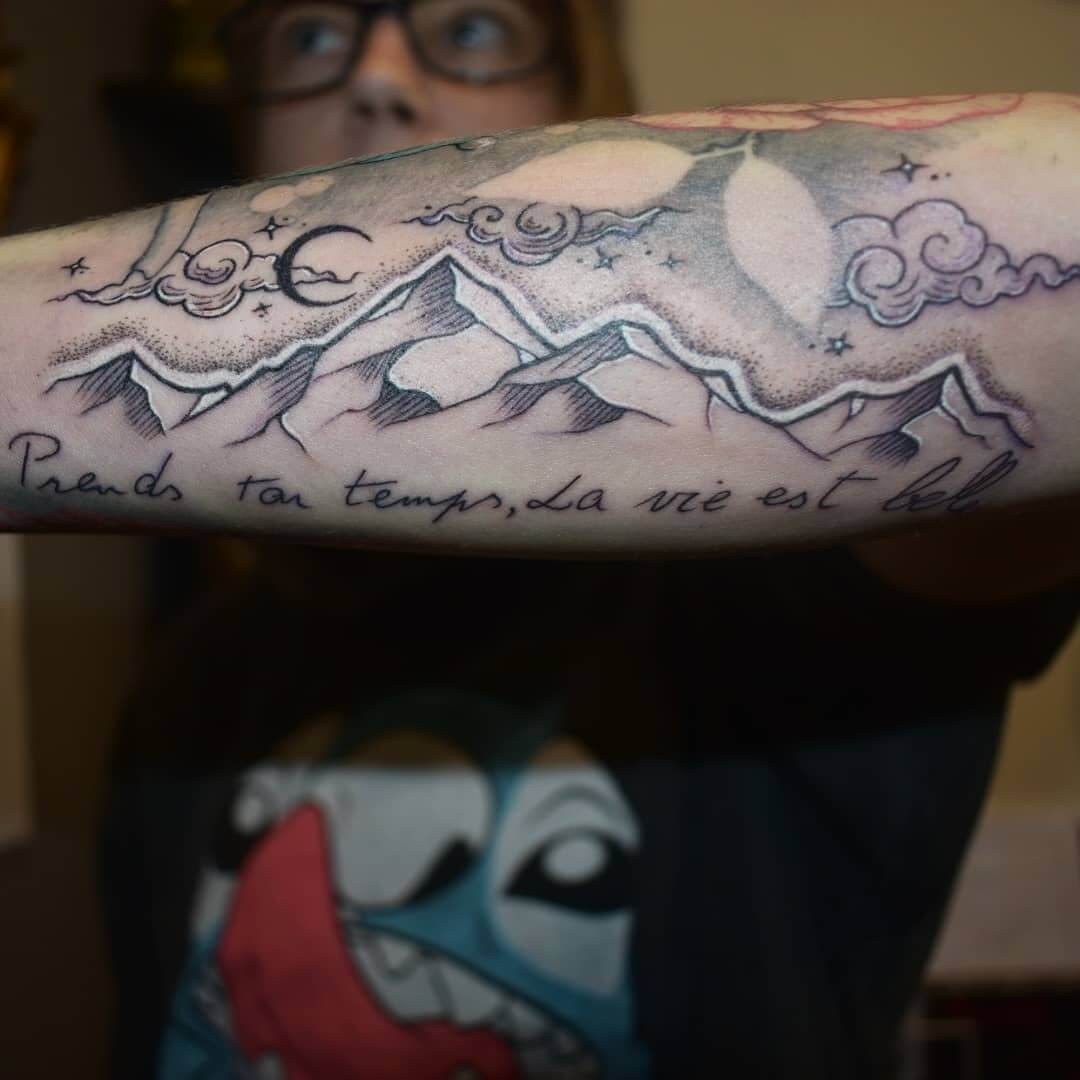 Mountain and Clouds Tattoo