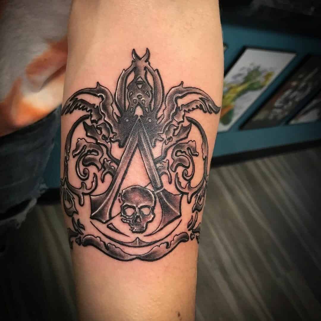 Black Ink Assassins Creed Tattoo Designs