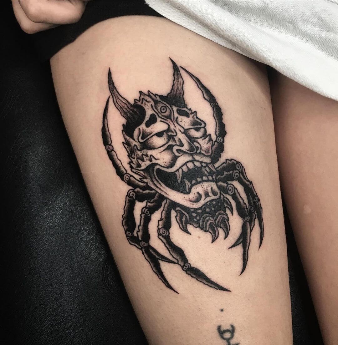 Hannya And Oni Spider Tattoo Designs