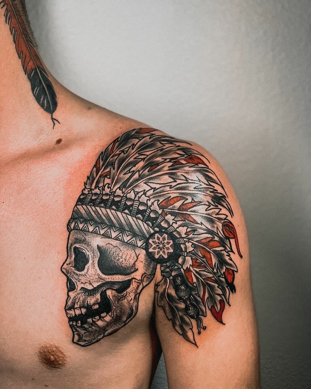 Vibrant Indian Skull Tattoo