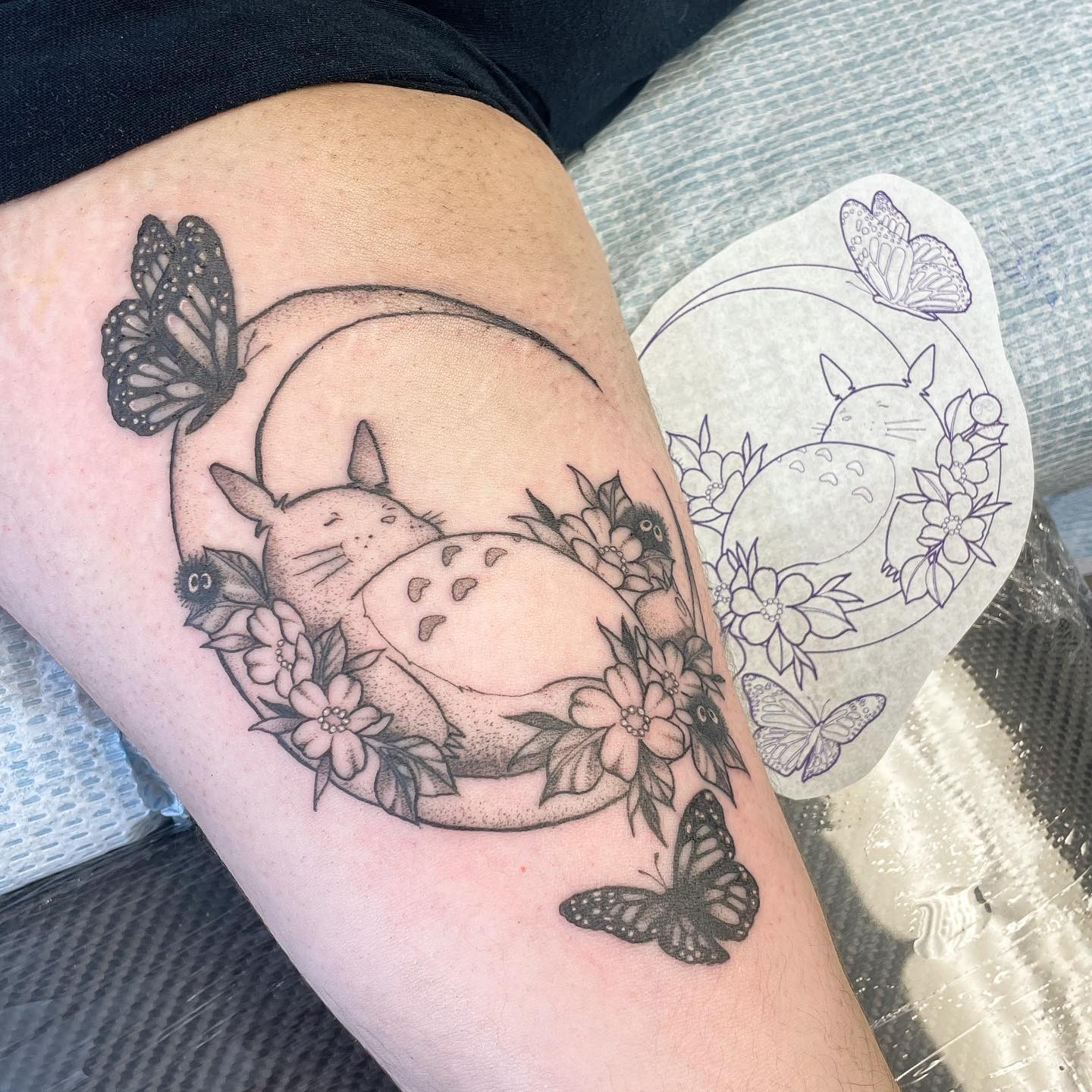 Totoro And Butterfly Tattoo