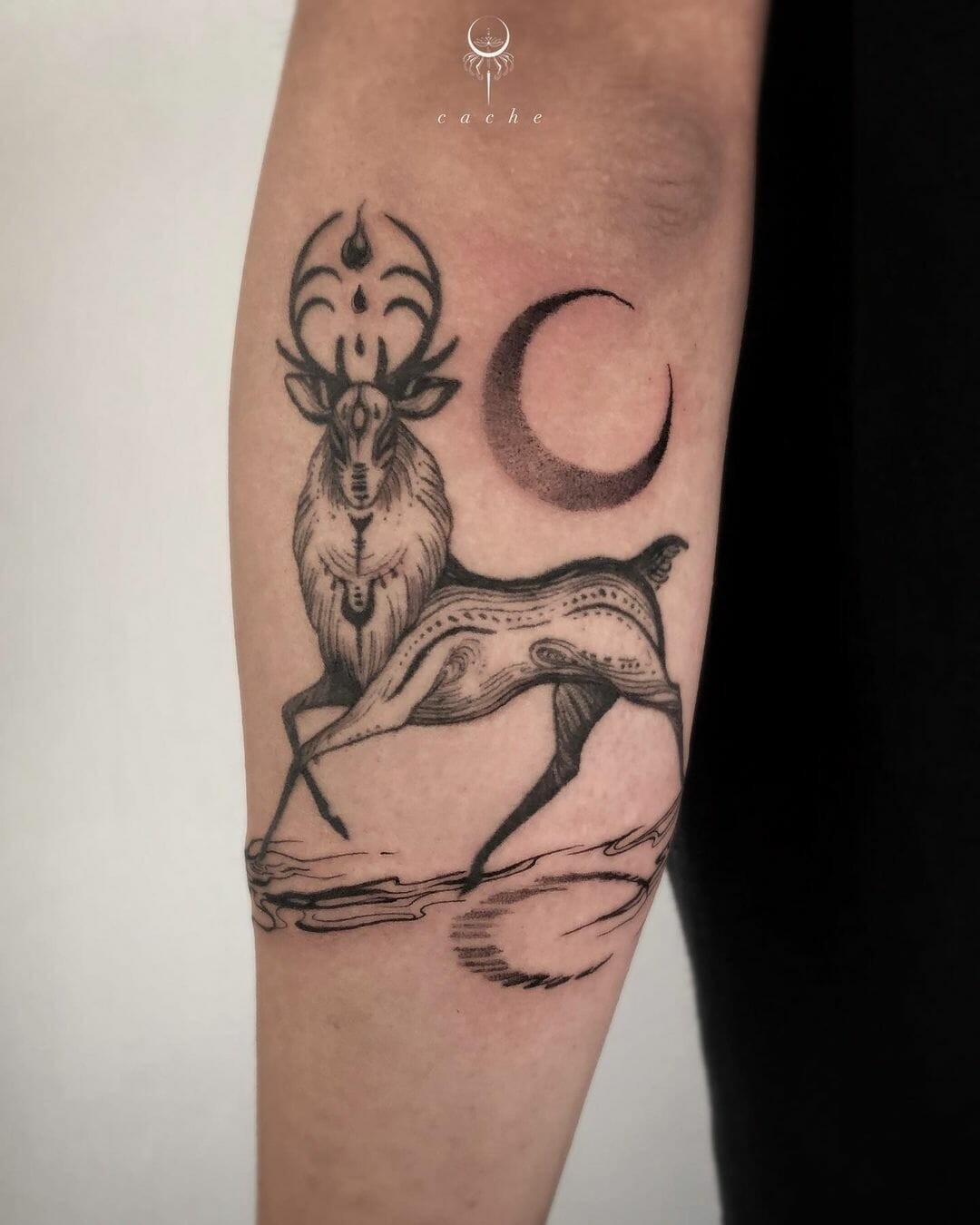 Mystical And Spiritual Stag Tattoo Design