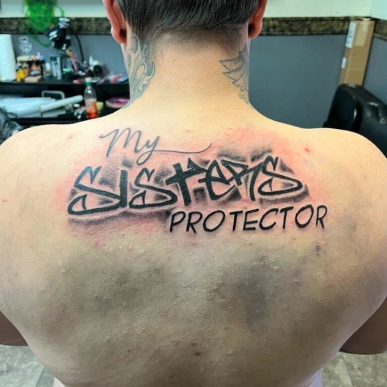 My Sister’s Protector Back Tattoo Designs