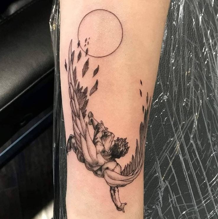 A Complex Graphic Icarus Tattoo