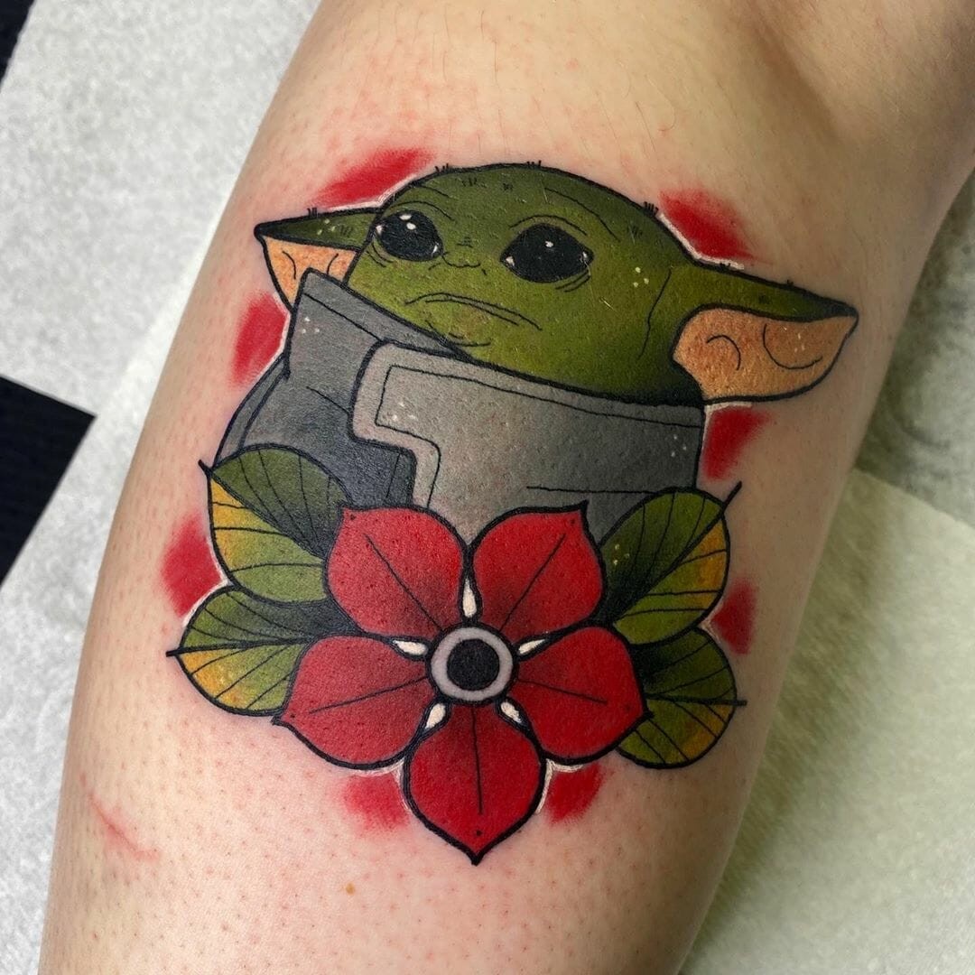 Mandalorian Adorable Baby Yoda Star Wars Tattoo