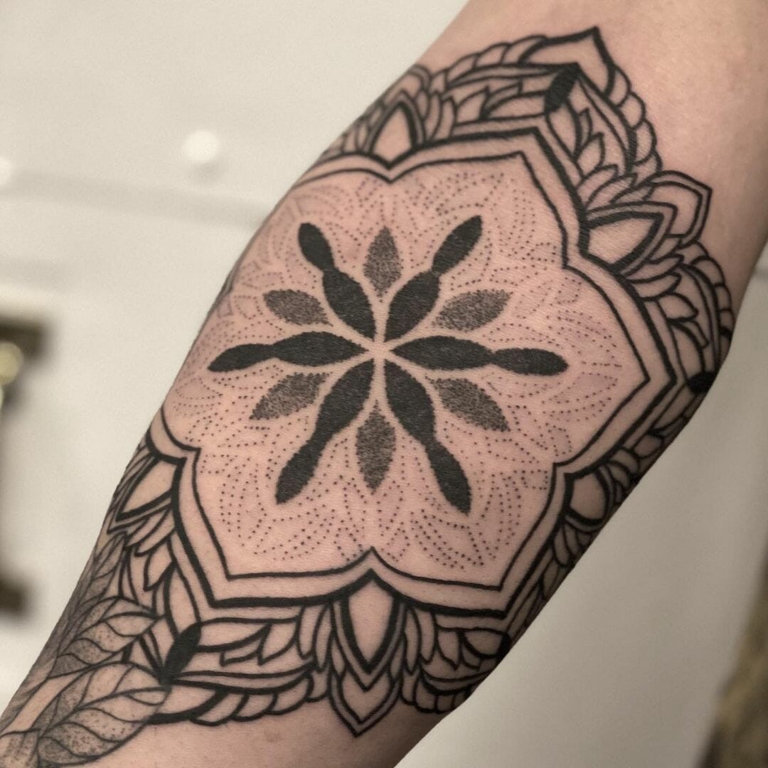 Ornamental Inner Elbow Tattoo