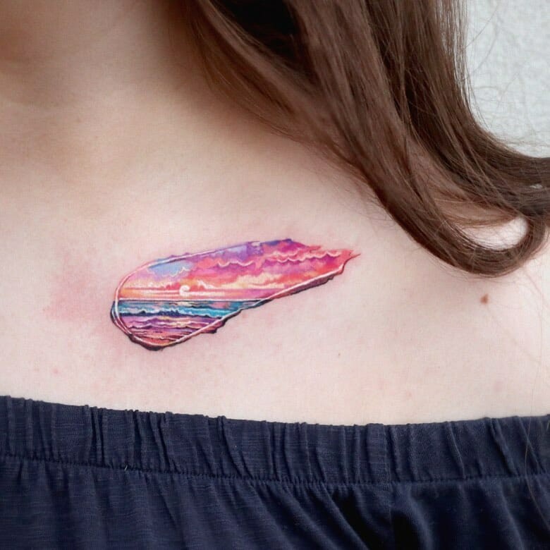 Landscape Brush Stroke Tattoo