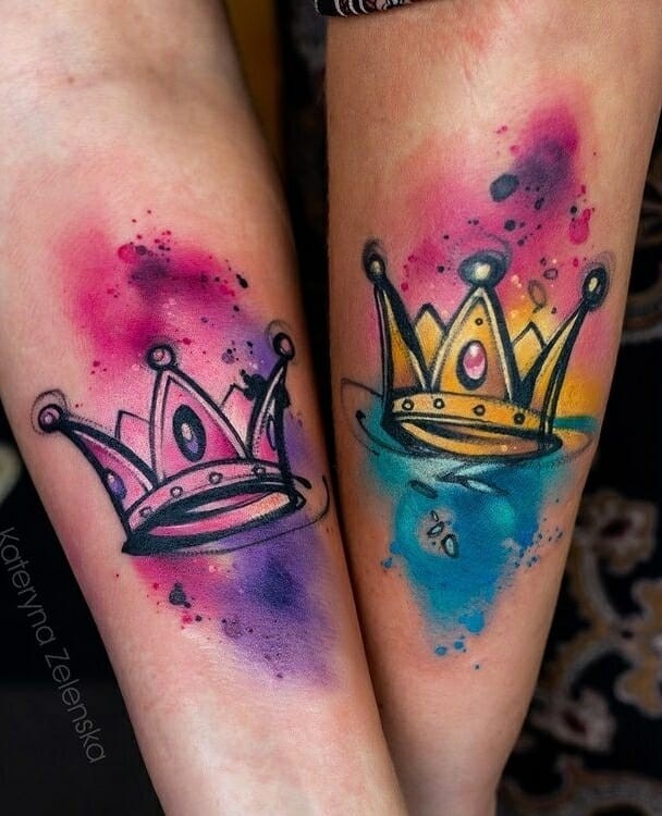 Royal King and Queen Crown Tattoo