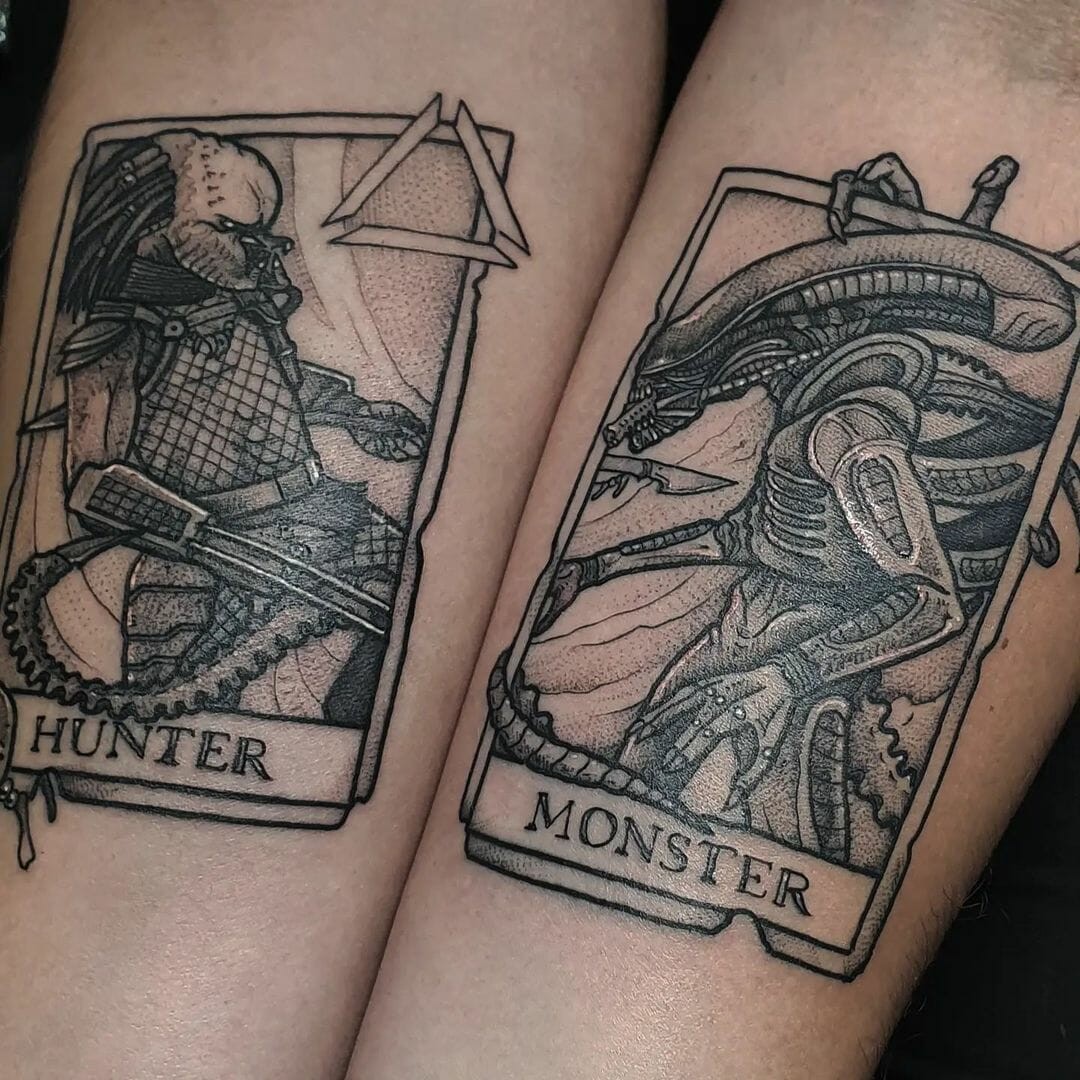 The Tarot Card Tattoos of Xenomorph and Predator